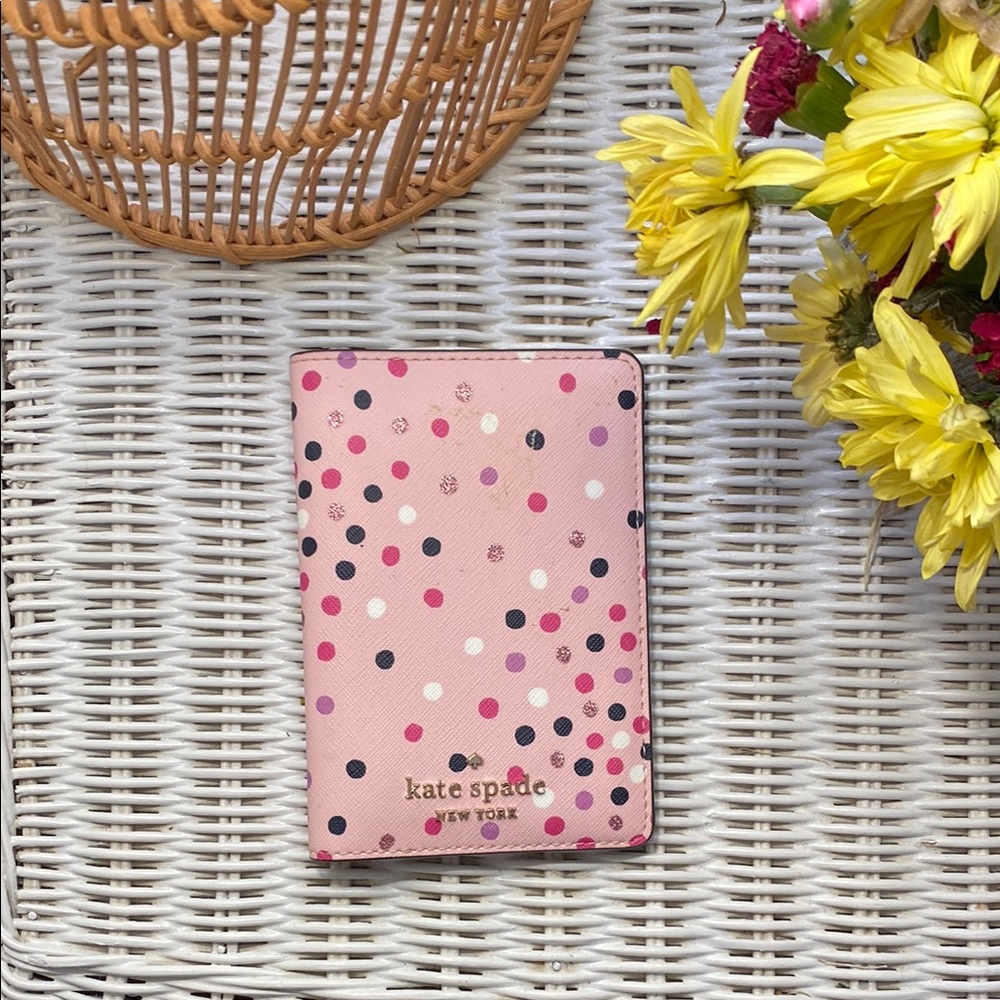 Kate Spade Pink Polka Dot Passport Wallet